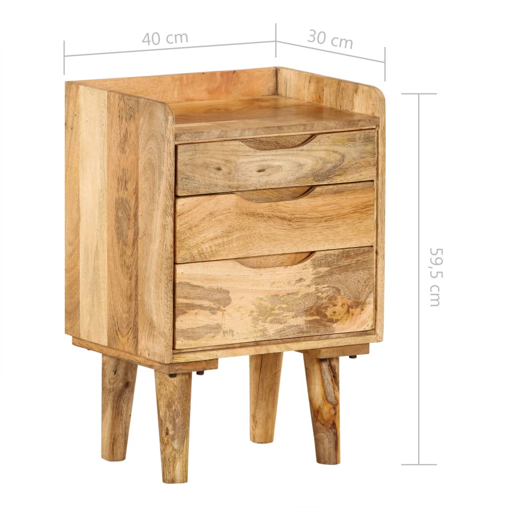 vidaXL Bedside Cabinet Solid Mango Wood 15.7"x11.8"x23.4"-0