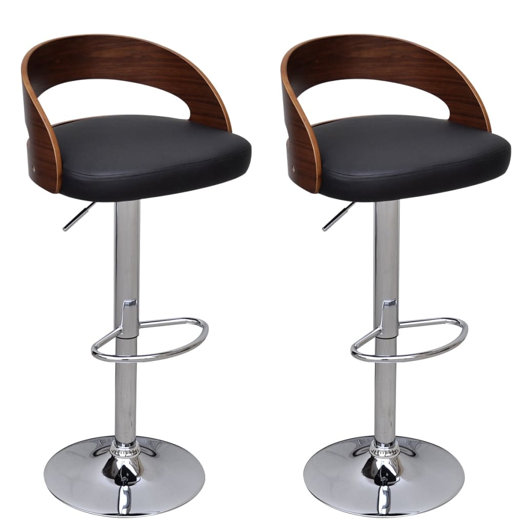 vidaXL Bar Stools Counter Chair with Footrest for Dining Room 2 Pcs Bent Wood-0