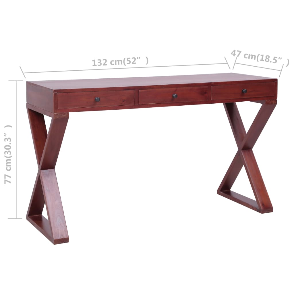 vidaXL Computer Desk Study Writing Desk Home Office Table Solid Wood Mahogany-0