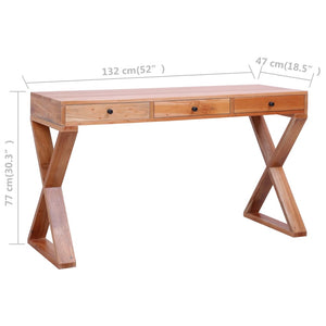 vidaXL Computer Desk Study Writing Desk Home Office Table Solid Wood Mahogany-5