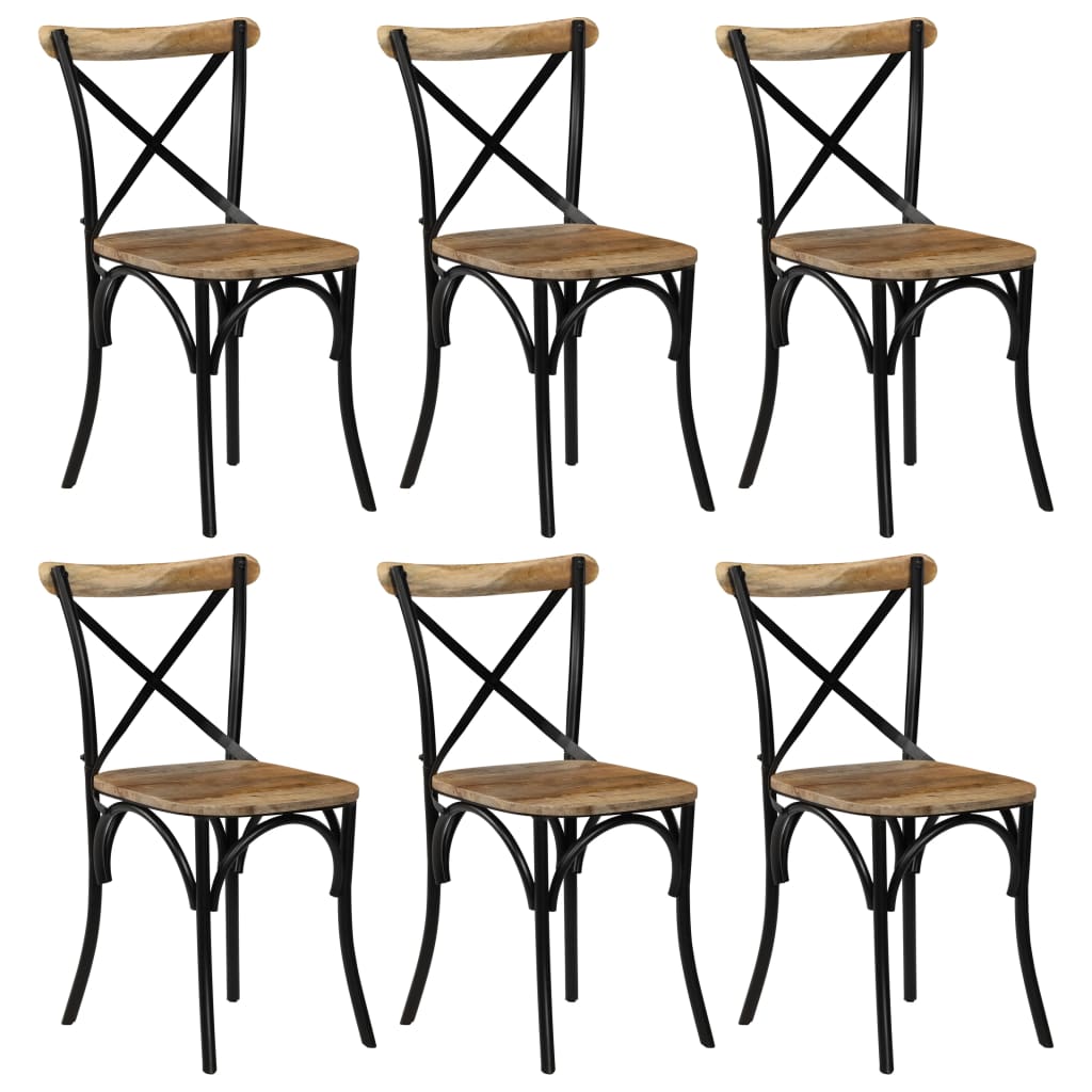 vidaXL Cross Chairs 6 pcs Black Solid Mango Wood-0
