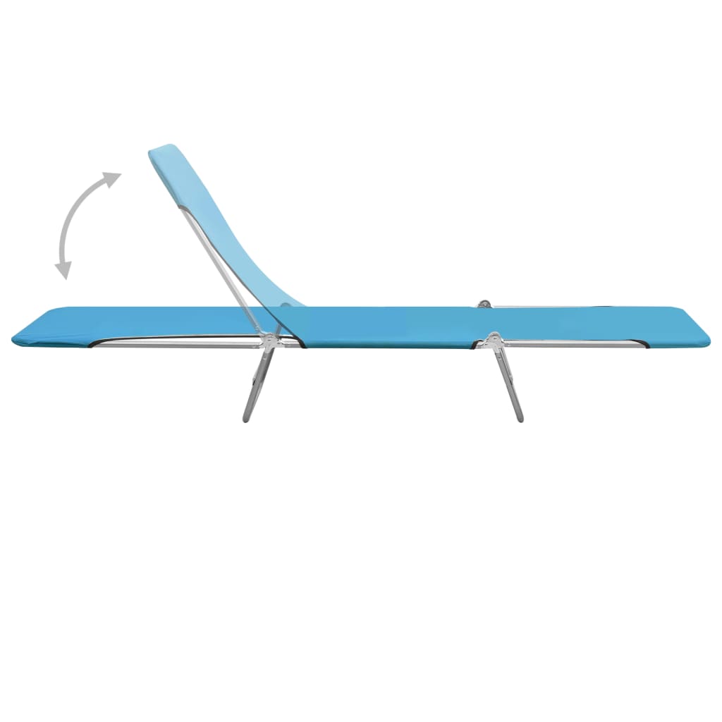 vidaXL 2x Folding Sun Lounger Steel and Fabric Garden Lounge Seat Multi Colors-0