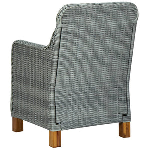 vidaXL Patio Chairs with Cushions 2 pcs Poly Rattan Light Gray-5