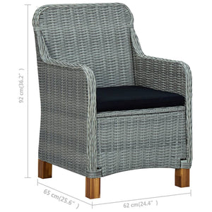 vidaXL Patio Chairs with Cushions 2 pcs Poly Rattan Light Gray-7