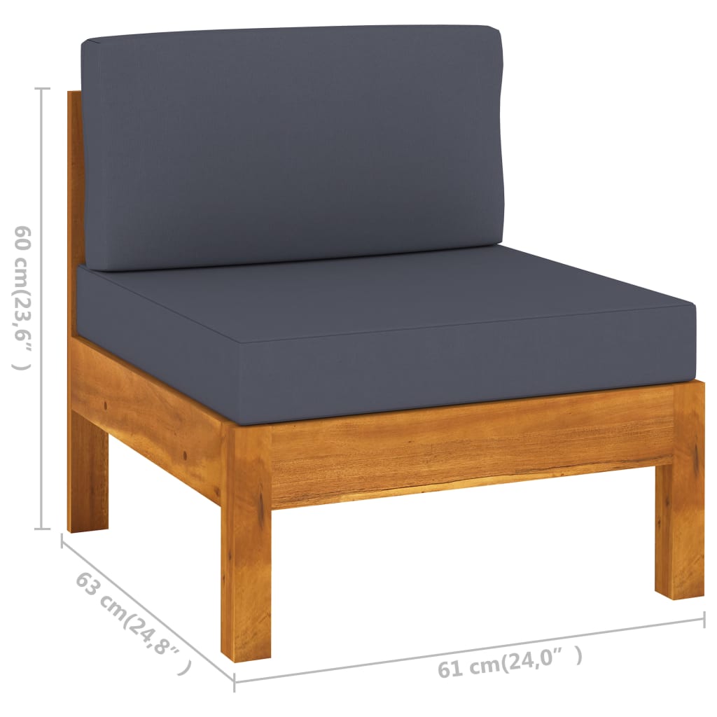 vidaXL 4-Seater Patio Sofa with Dark Gray Cushions Acacia Wood-0