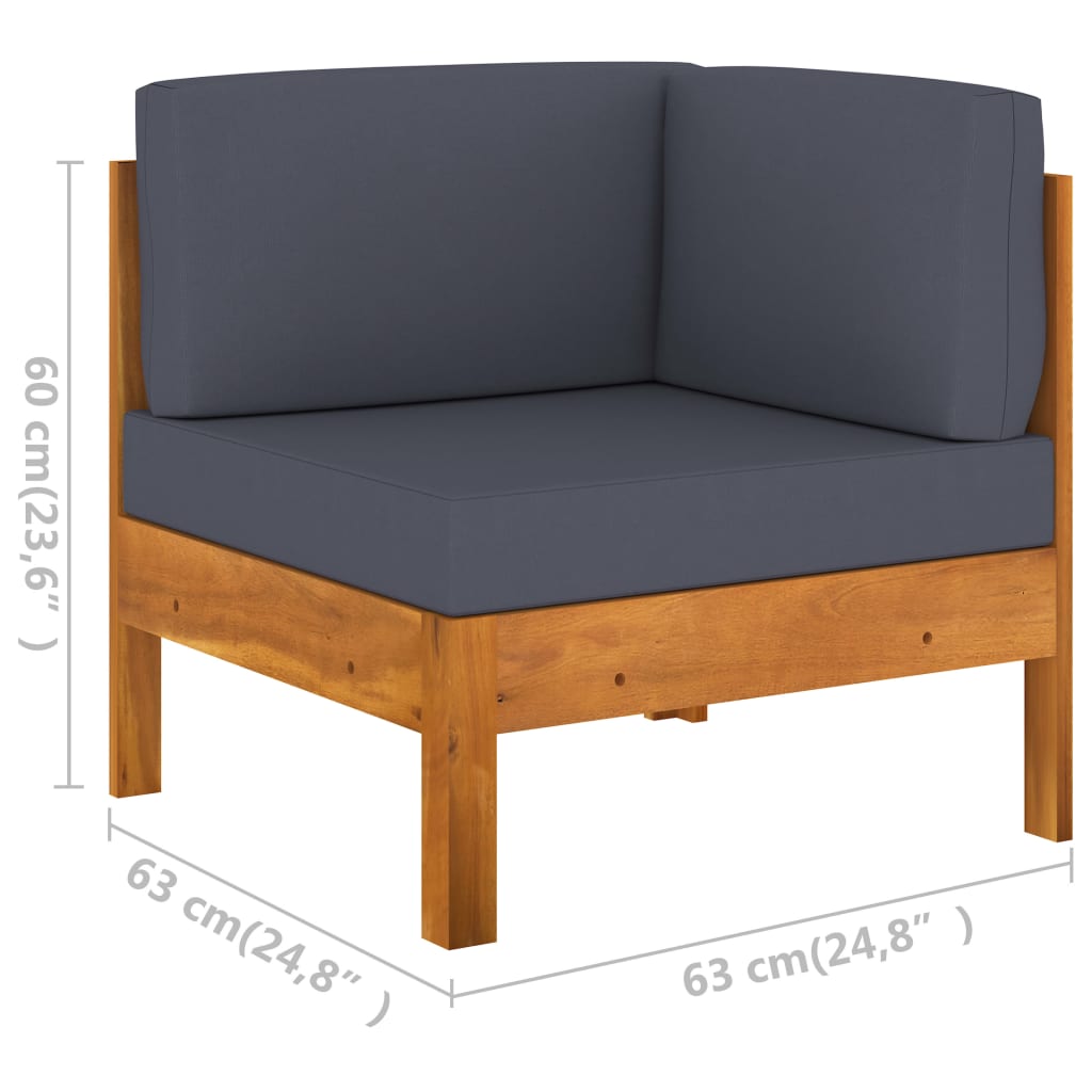 vidaXL 9 Piece Patio Lounge Set with Dark Gray Cushions Acacia Wood-0