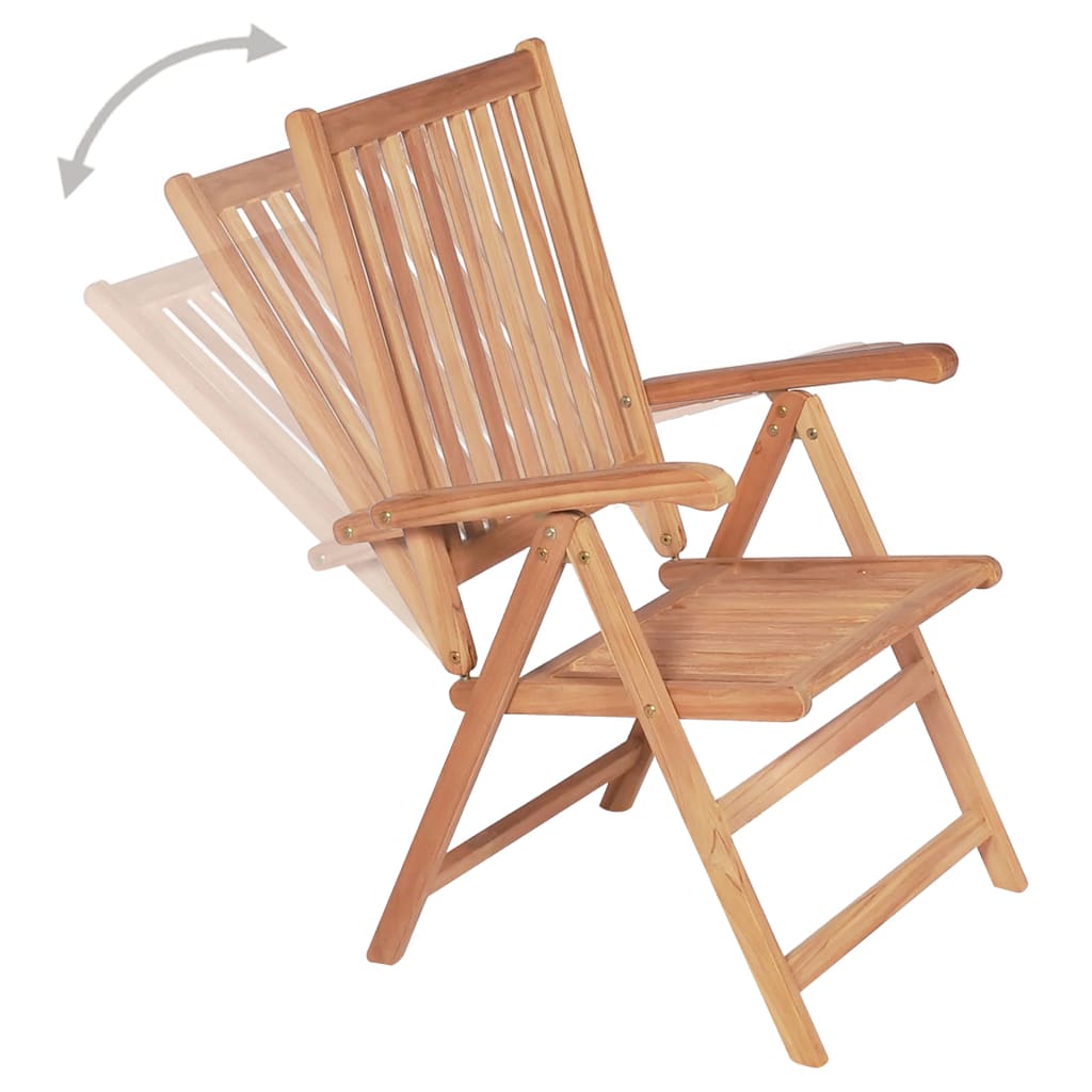 vidaXL Outdoor Recliner Chairs Patio Reclining Lounge Chair Solid Wood Teak-20