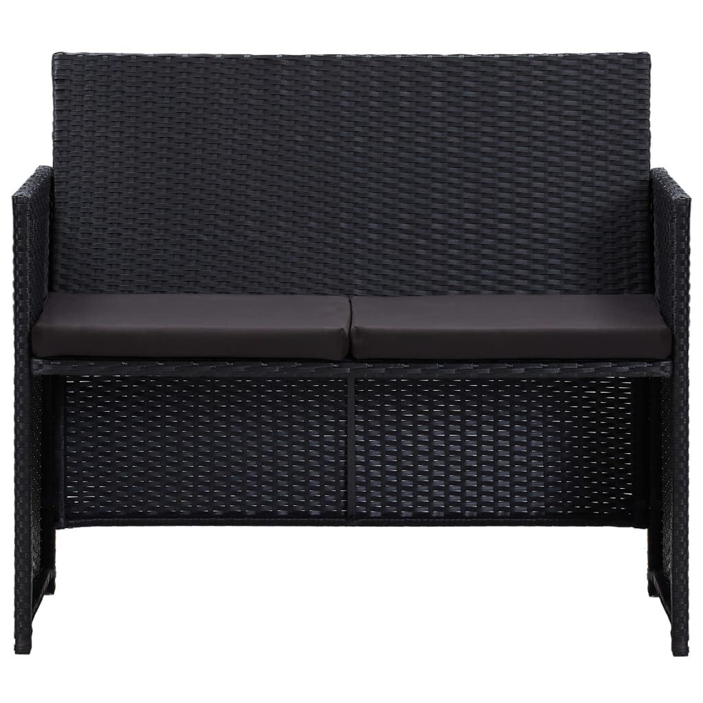 vidaXL Patio Furniture Set 4 Piece Outdoor Sofa with Coffee Table Poly Rattan-16
