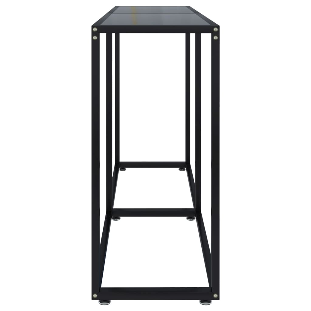 vidaXL Console Table Accent Side Table with Steel Frame Black Tempered Glass-22