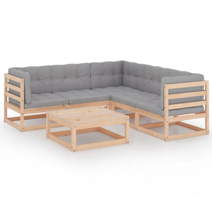vidaXL Patio Furniture Set 6 Piece Outdoor Sectional Sofa Solid Wood Pine-18