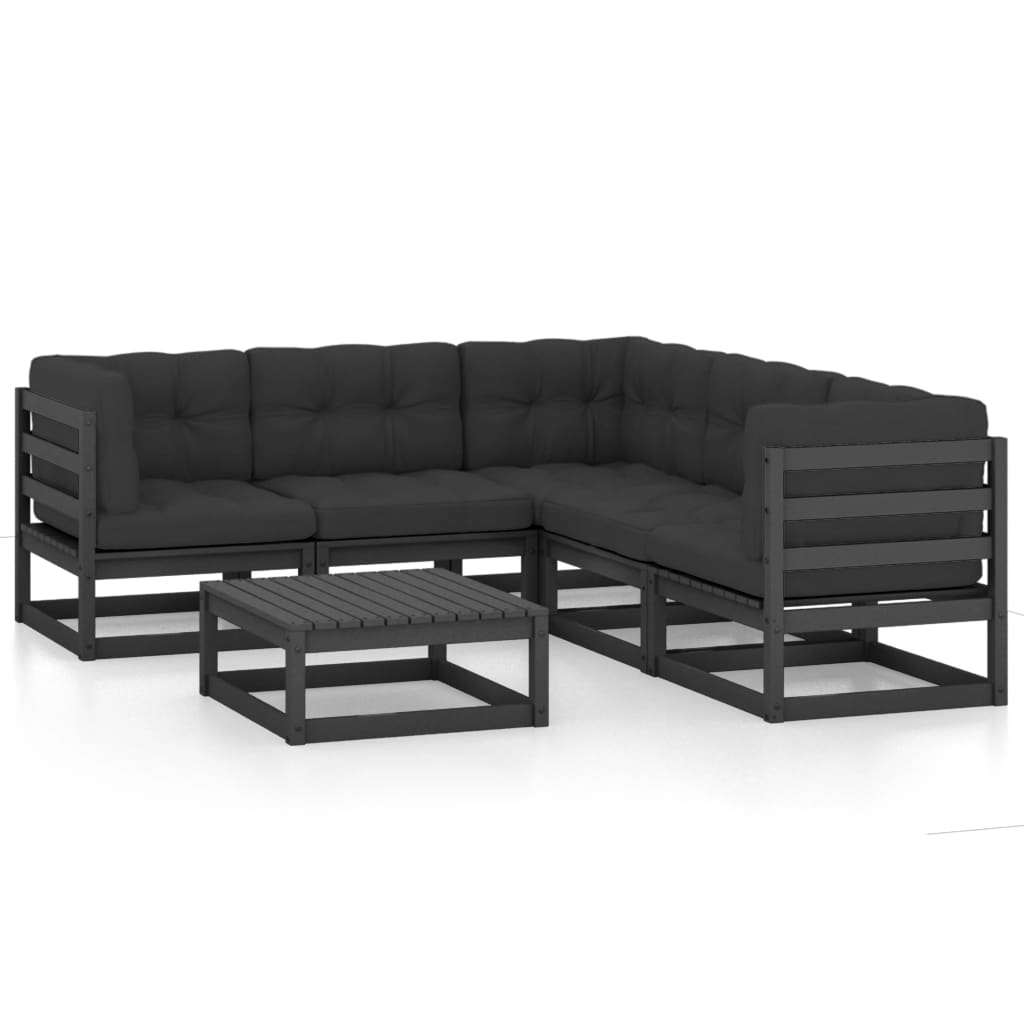 vidaXL Patio Furniture Set 6 Piece Outdoor Sectional Sofa Solid Wood Pine-5