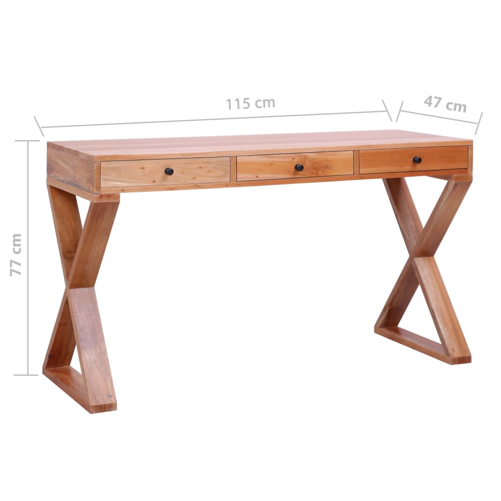 vidaXL Computer Desk Study Writing Desk Home Office Table Solid Wood Mahogany-2