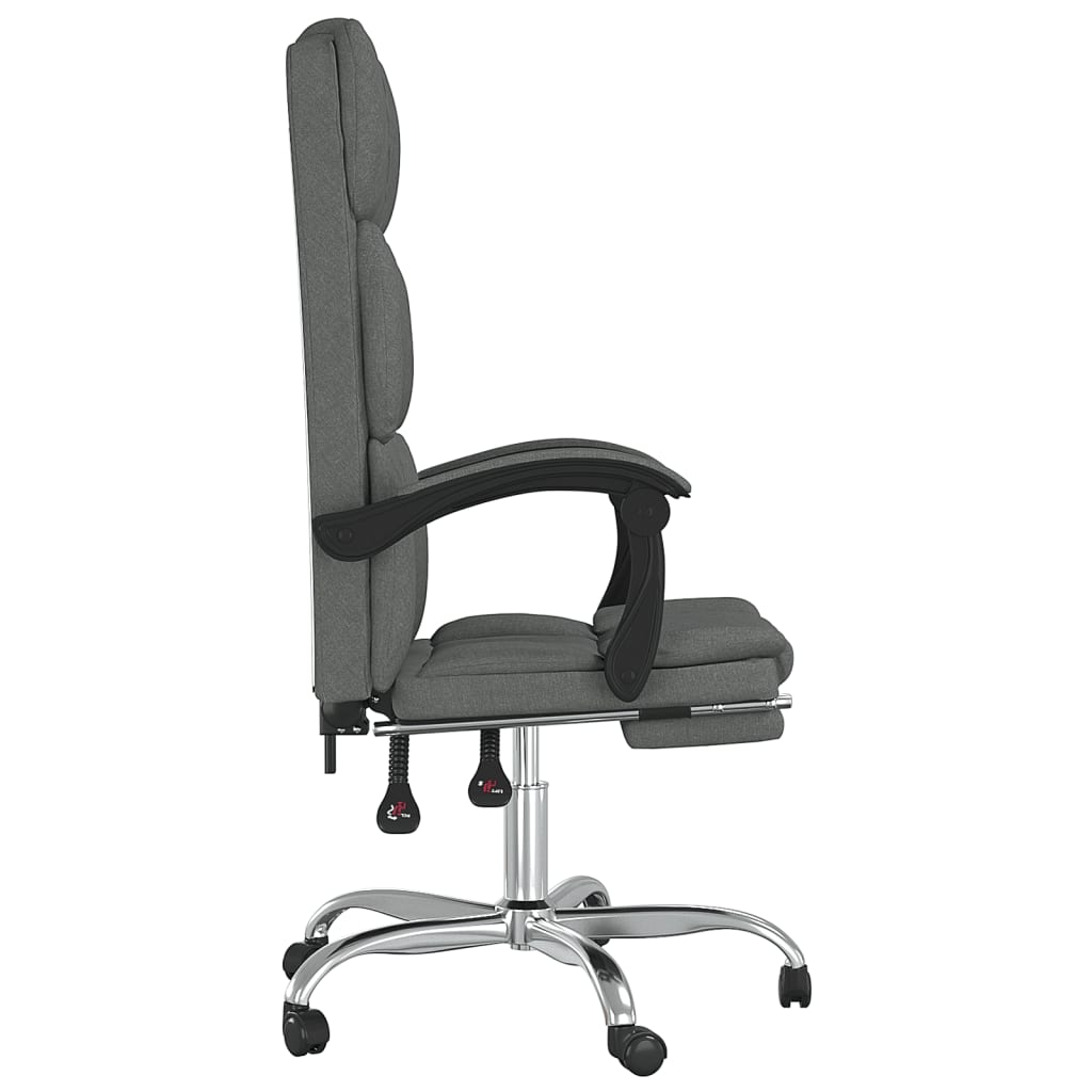 vidaXL Reclining Office Chair Dark Gray Fabric-10