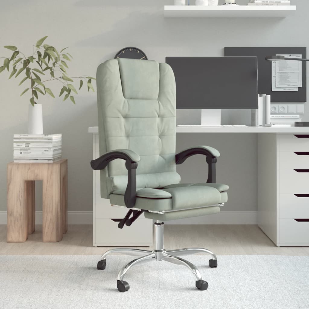 vidaXL Massage Chair 360 Degree Swivel Reclining Desk Office Chair Velvet-0