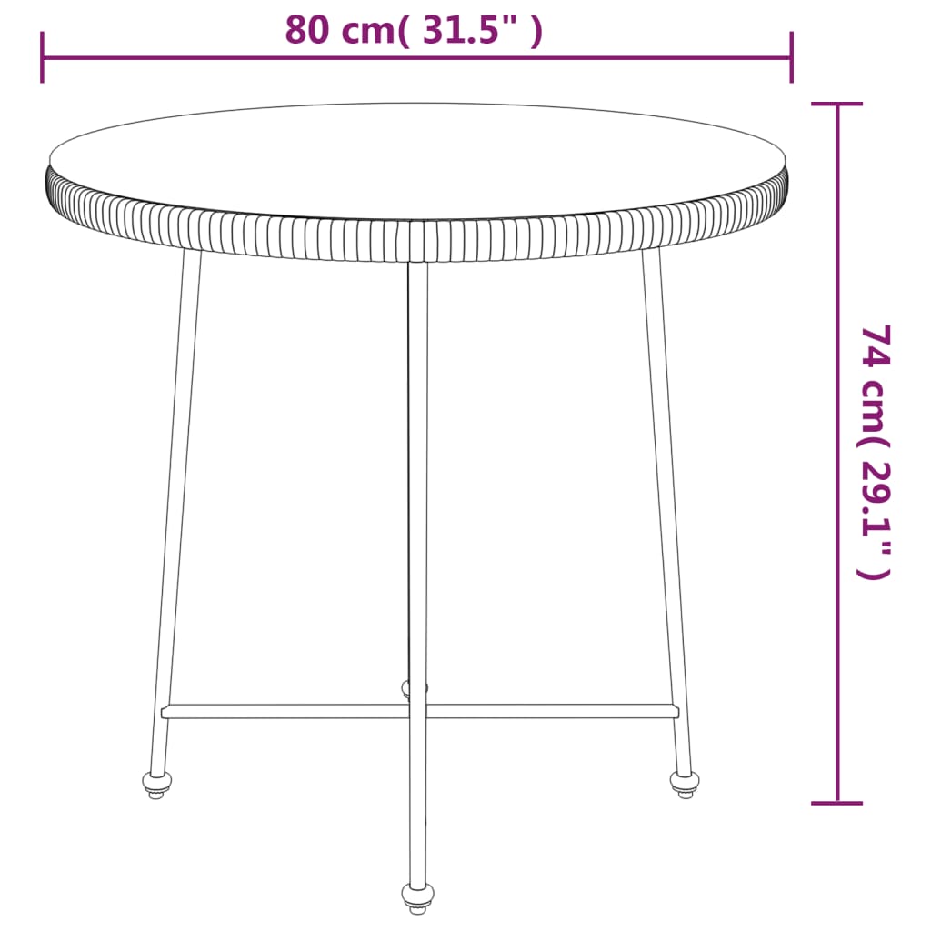 vidaXL Bistro Table Outdoor Side Table Garden Furniture for Porch Deck Steel-20