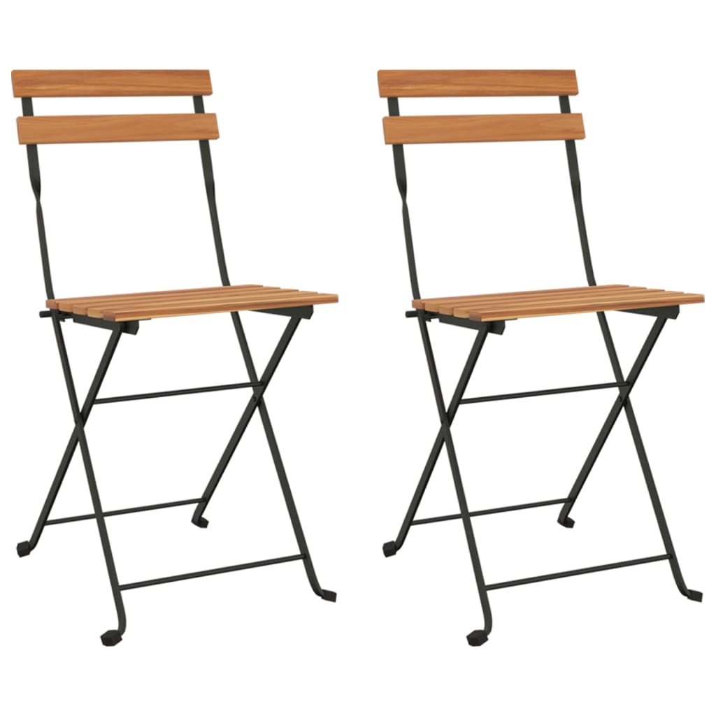 vidaXL Chair Folding Chair Outdoor Patio Furniture Solid Wood Teak and Steel-0