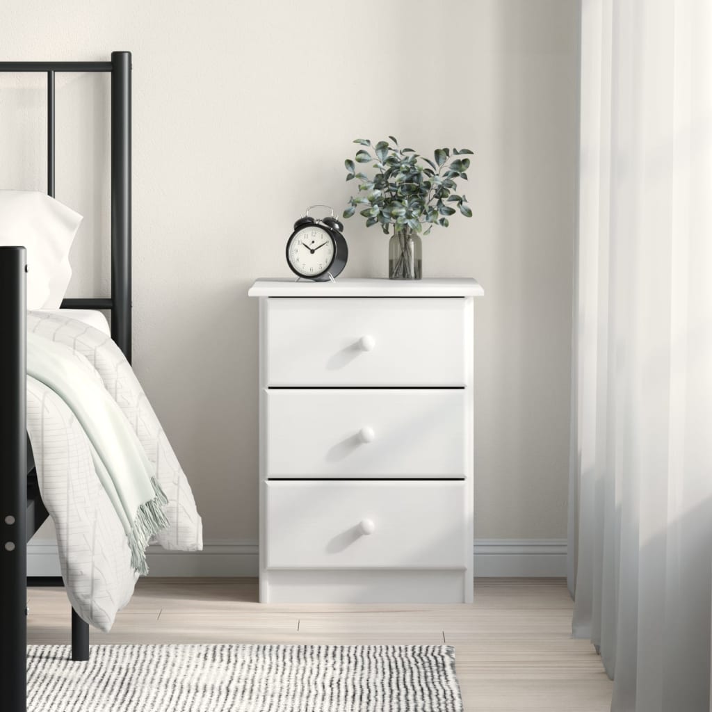 vidaXL Bedside Cabinet ALTA White 16.1"x13.8"x21.7" Solid Wood Pine-0