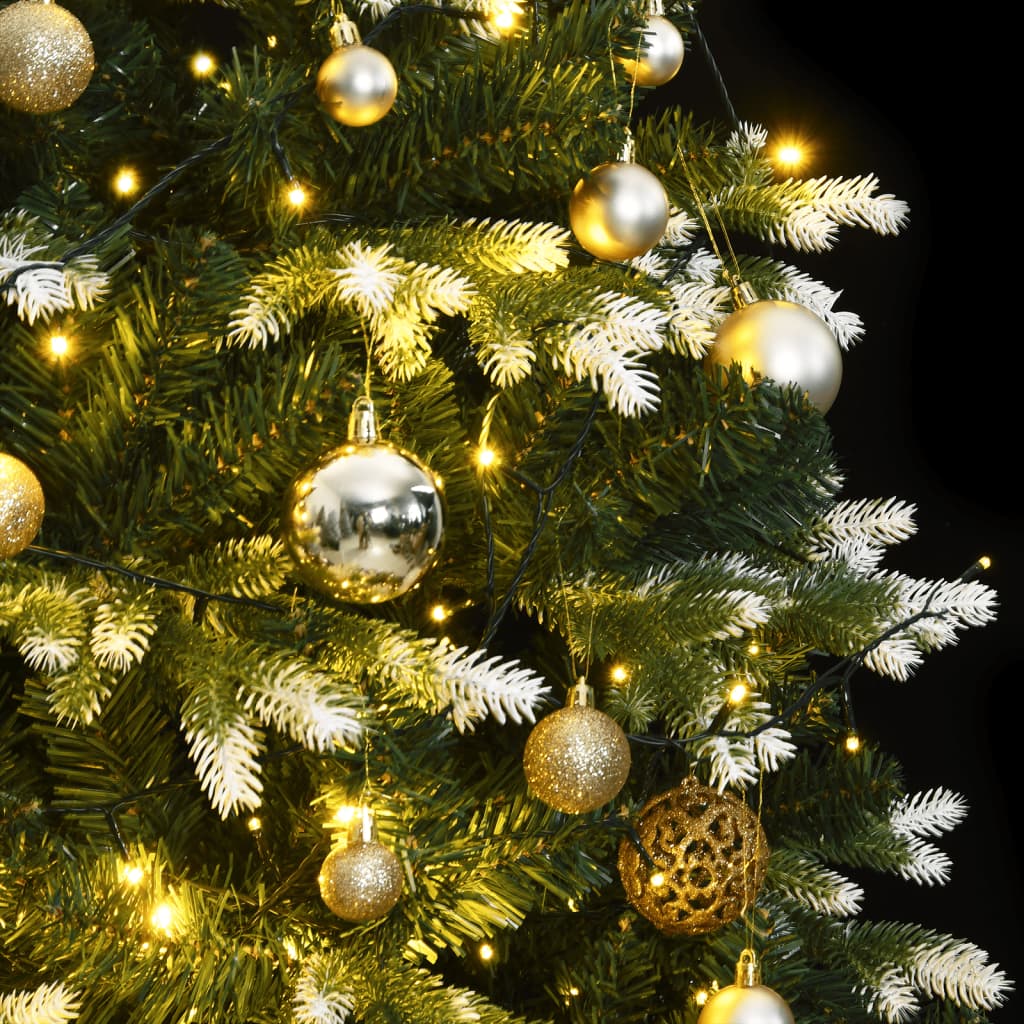 vidaXL Artificial Hinged Christmas Tree 150 LEDs & Ball Set 47.2"-0