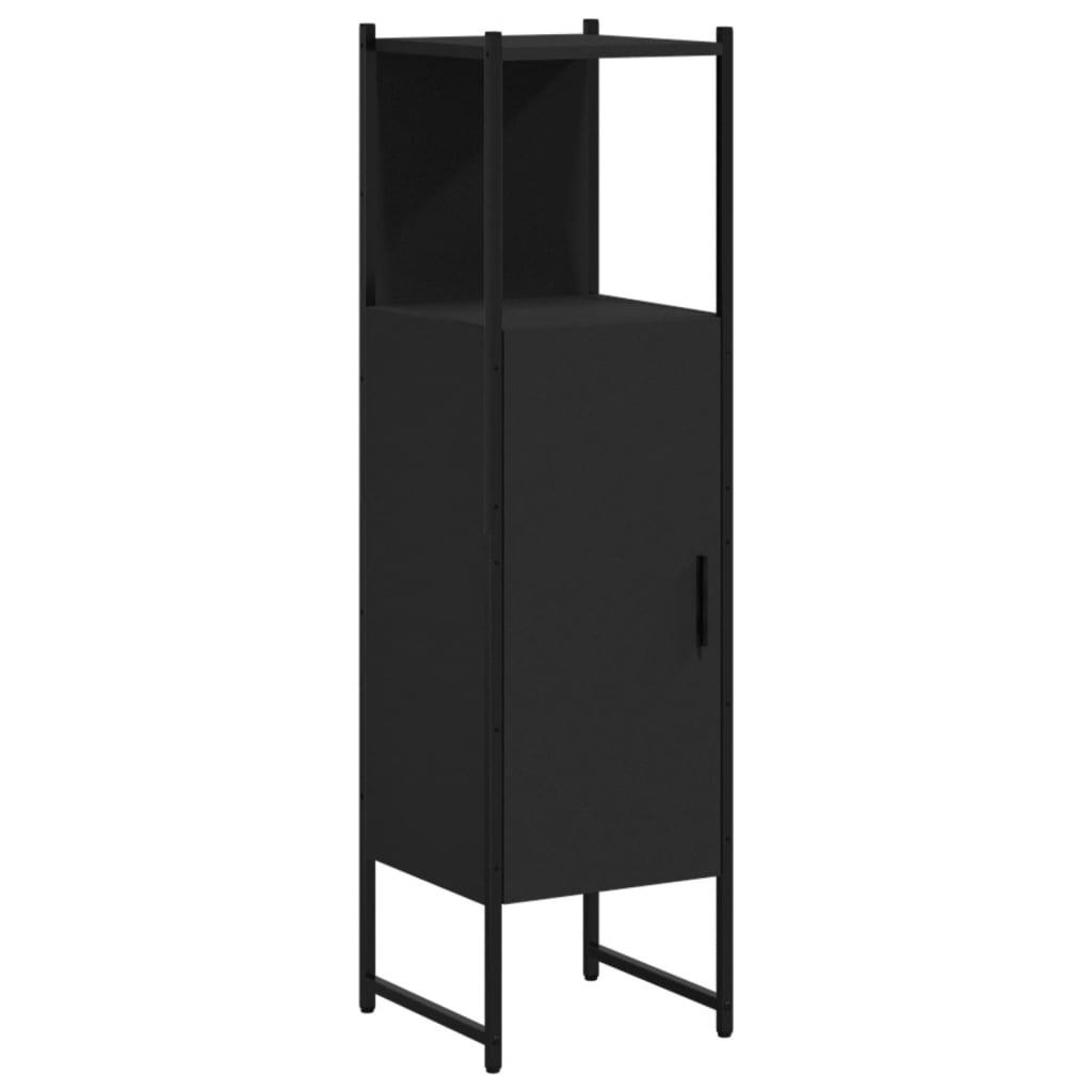 vidaXL Bathroom Cabinet Black 13"x13"x47.4" Engineered Wood-0