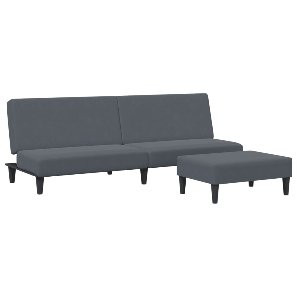 vidaXL 2-Seater Sofa Bed with Footstool Dark Gray Velvet-0