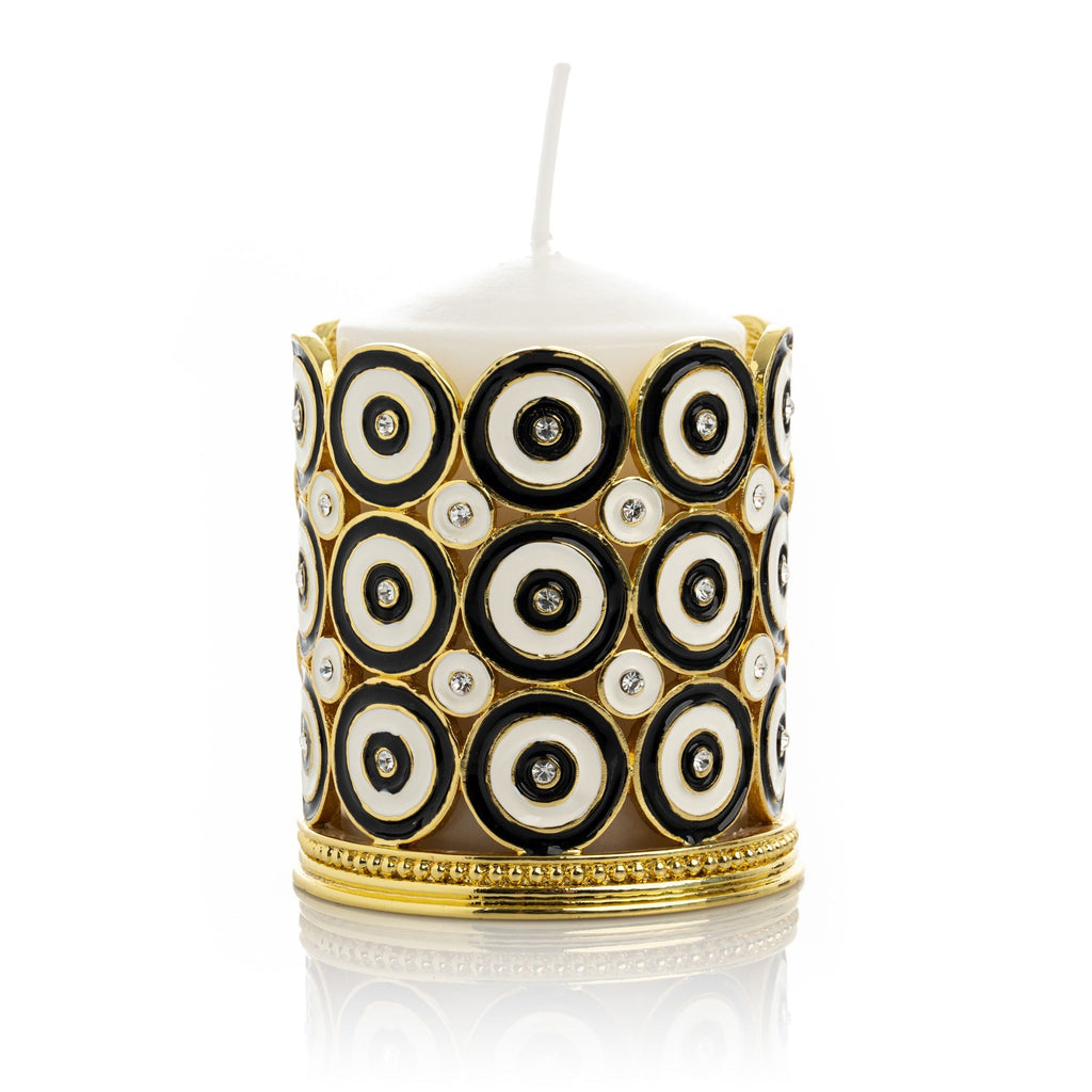 Golden Decorated Candle Holder with Circles Pattern-0