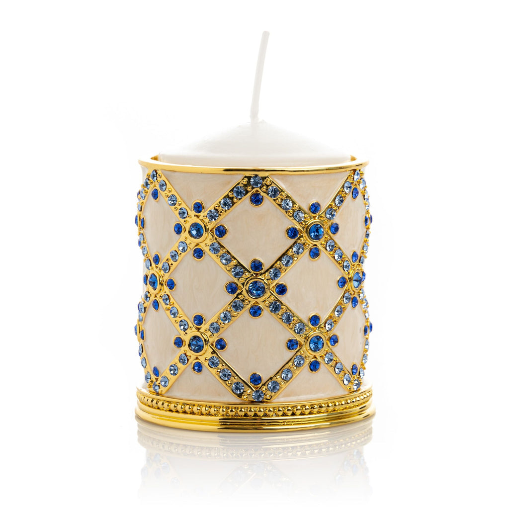 Golden Cream Decorated Candle Holder-0