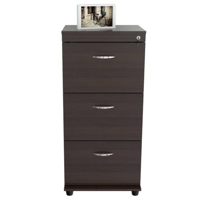 Espresso Wood Three Drawer Filing Cabinet - 99fab 