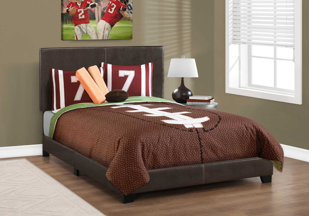 Full Size Rich Dark Brown Leather Look Bed - 99fab 