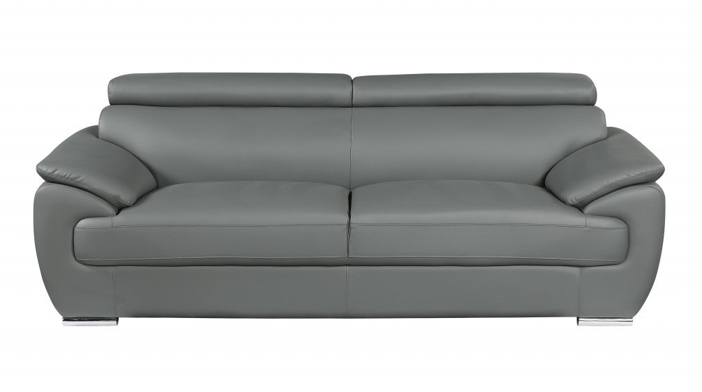 69 X 38  X 32To 39 Modern Gray Leather Sofa And Loveseat - 99fab 