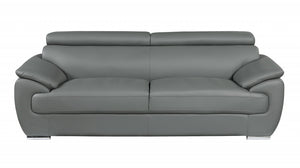 69 X 38  X 32To 39 Modern Gray Leather Sofa And Loveseat