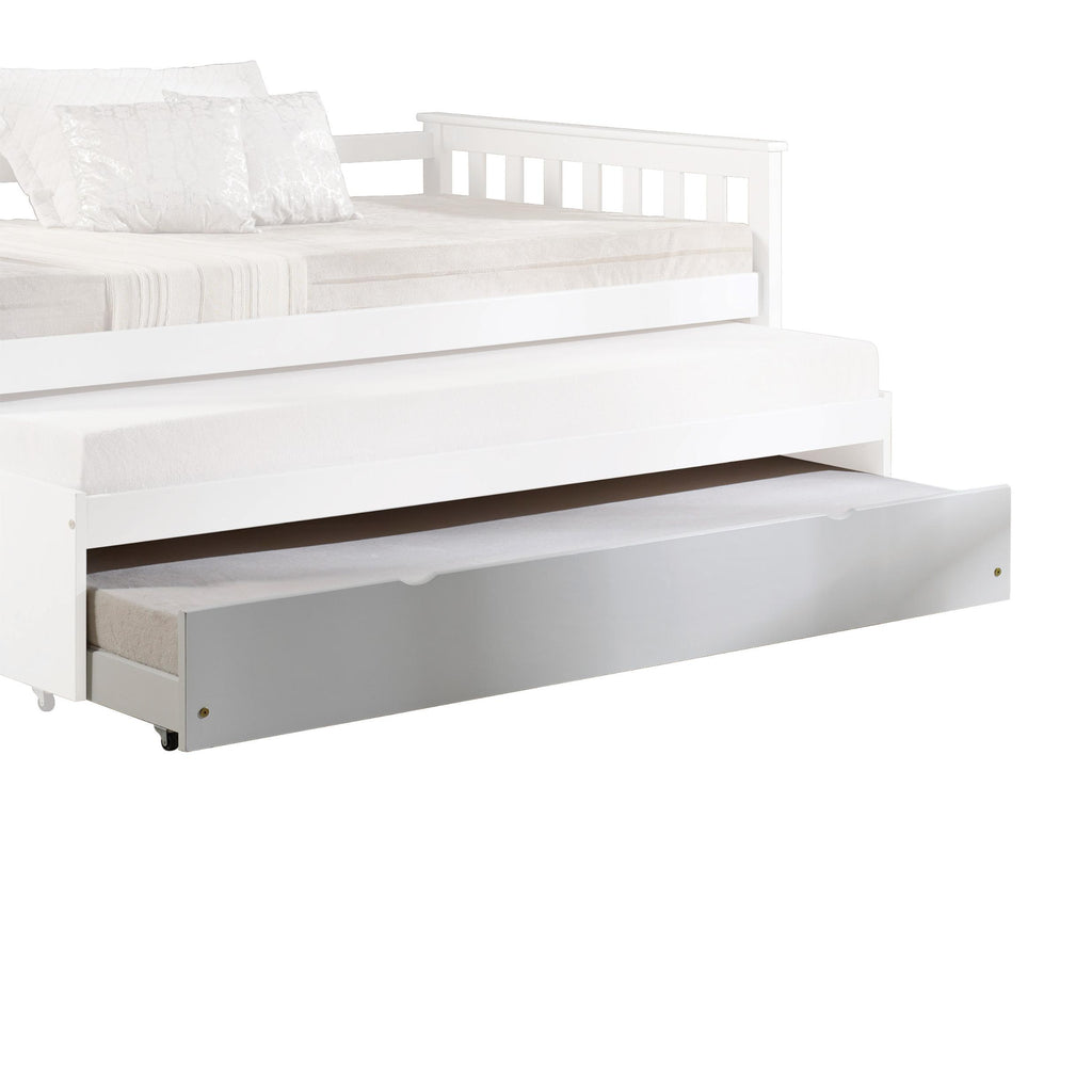White Wood Casters Daybed - Trundle - 99fab 