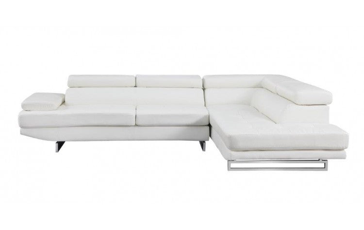 White Faux Leather Stationary L Shaped Two Piece Sofa And Chaise - 99fab 