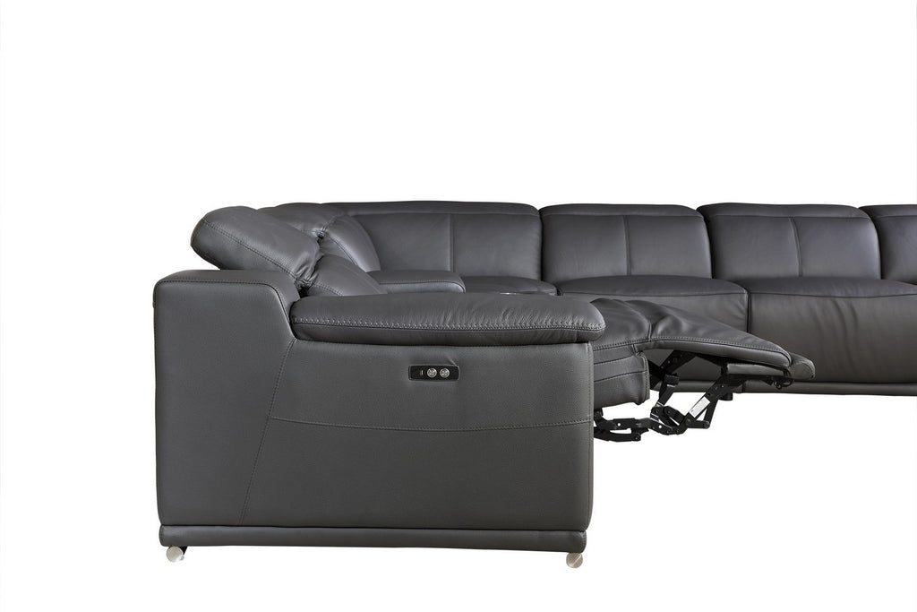 Gray Faux Leather Power Reclining L Shaped Corner Sectional - 99fab 