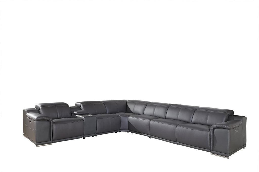 Gray Faux Leather Power Reclining L Shaped Corner Sectional - 99fab 