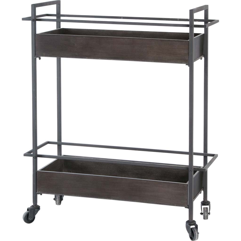 Rectangular Gray Metal With Two-Tier Shelves Bar Cart - 99fab 
