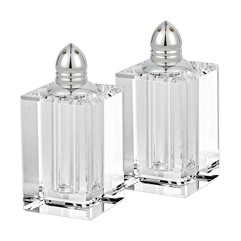 Handcrafted Optical Crystal And Silver Large Size Salt And Pepper Shakers - 99fab 