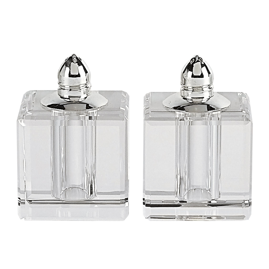 Handcrafted Optical Crystal And Silver Square Size Salt And Pepper Shakers - 99fab 