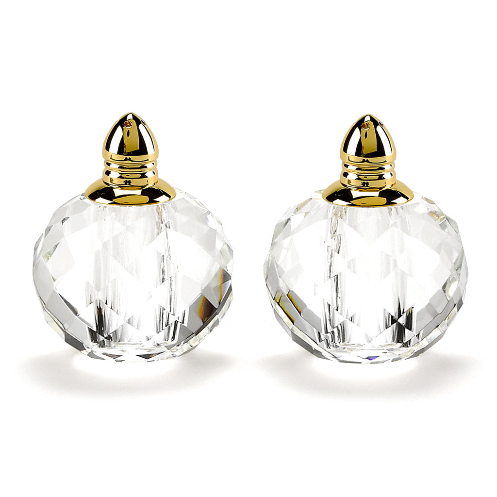 Handcrafted Optical Crystal And Gold Rounded Salt And Pepper Shakers - 99fab 