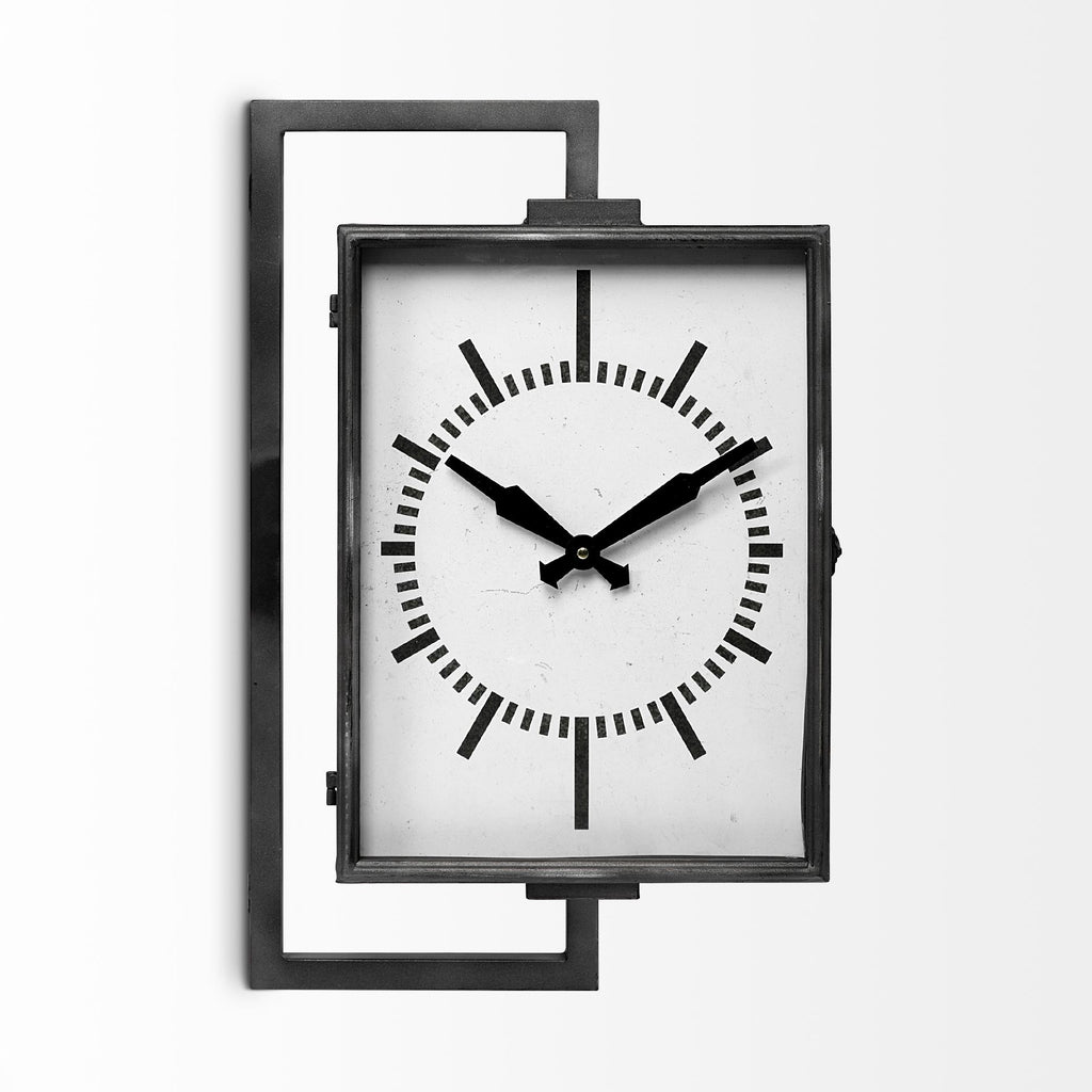 Rectangular Large Black Industrial Style Wall Clock - 99fab 