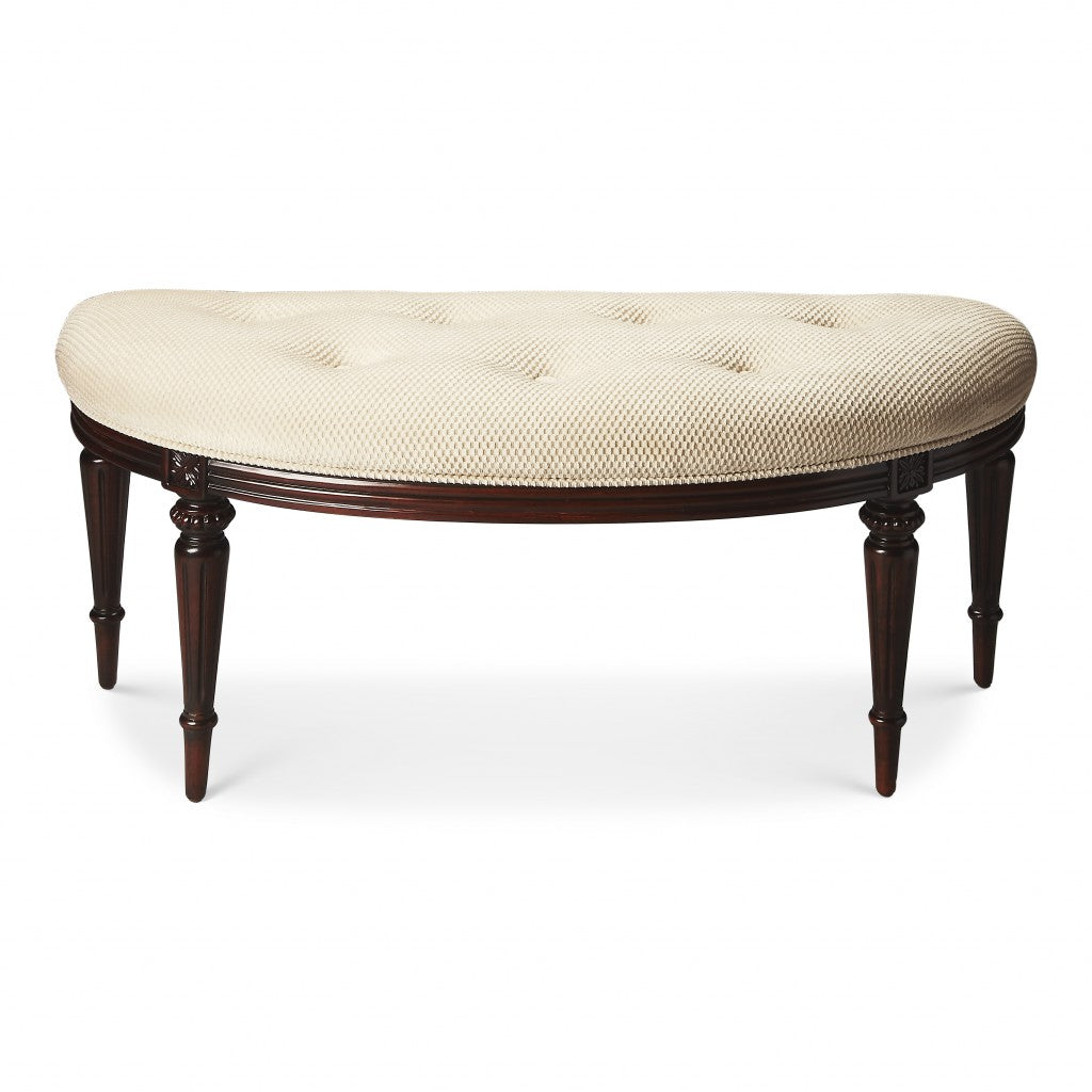 Classic Ivory and Dark Brown Crescent Shaped Bench - 99fab 