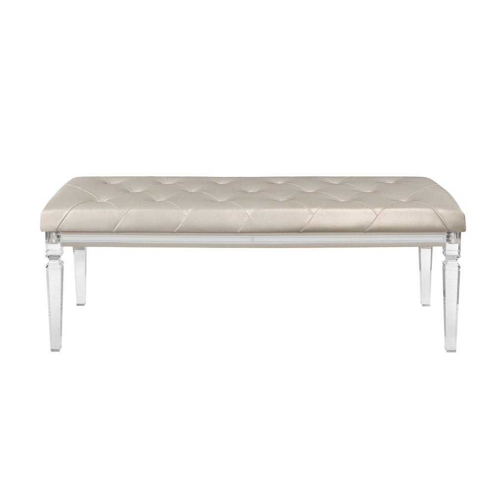 Champagne Toned Bench with Tapered Acrylic Legs - 99fab 