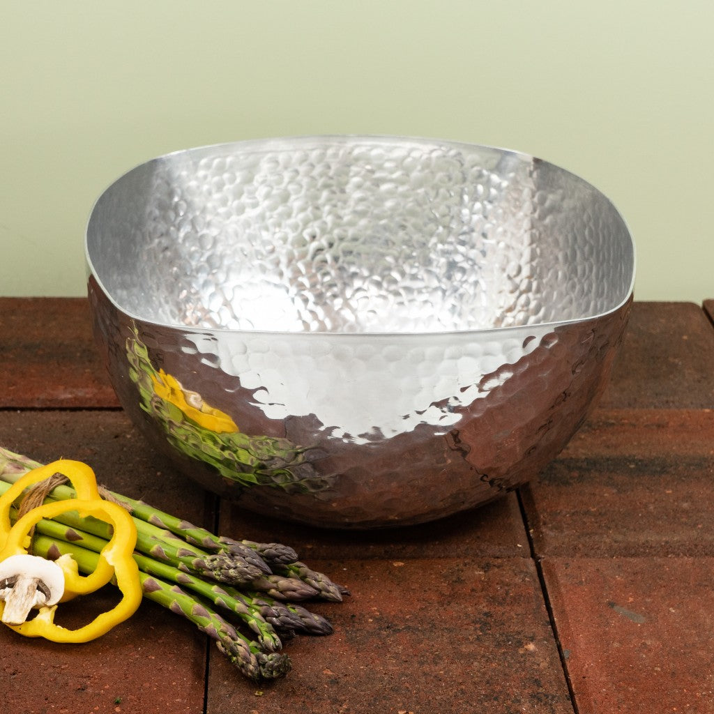 Handcrafted Hammered Stainless Steel Square Centerpiece Bowl - 99fab 