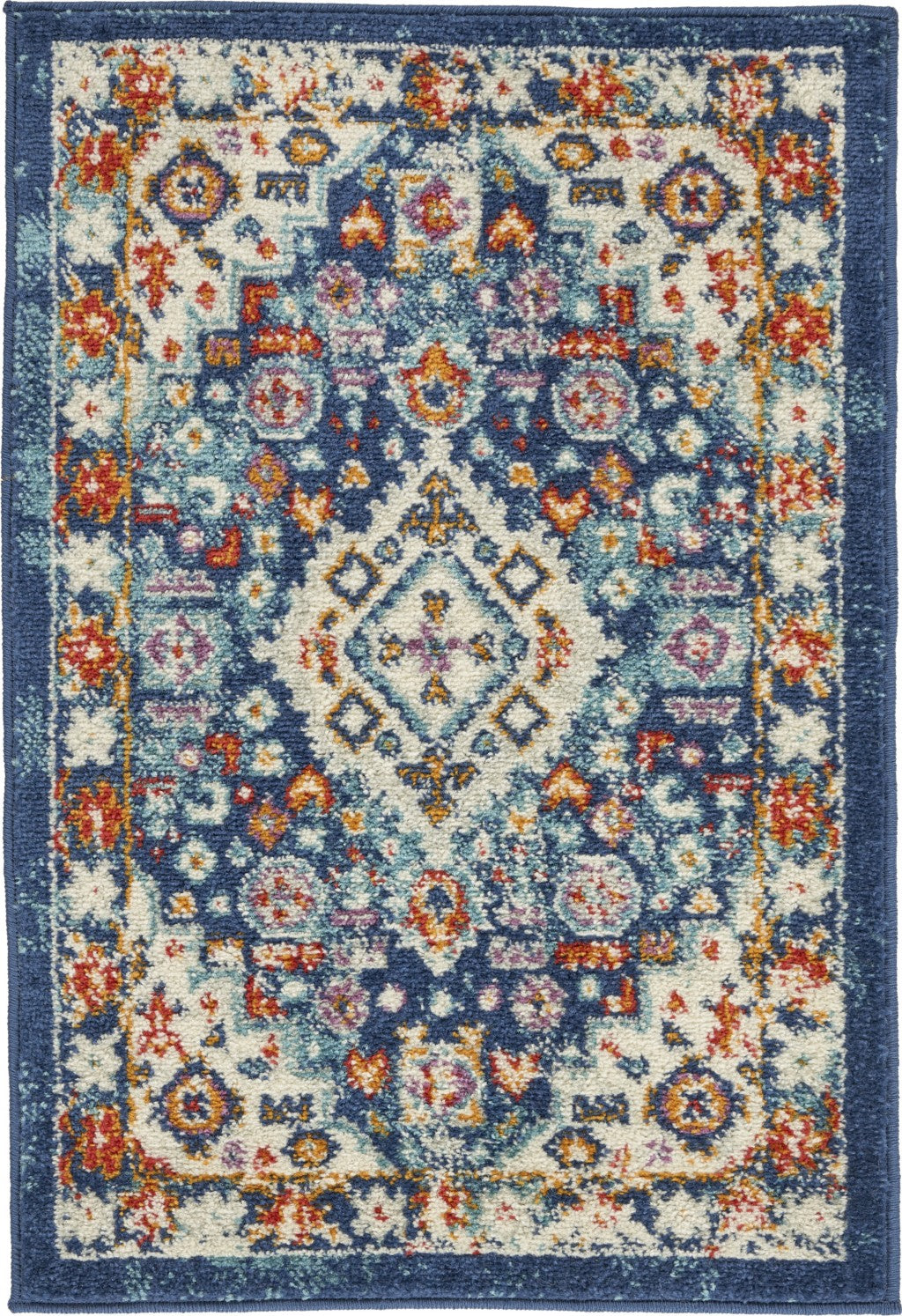 2’ X 3’ Blue And Ivory Medallion Scatter Rug - 99fab 