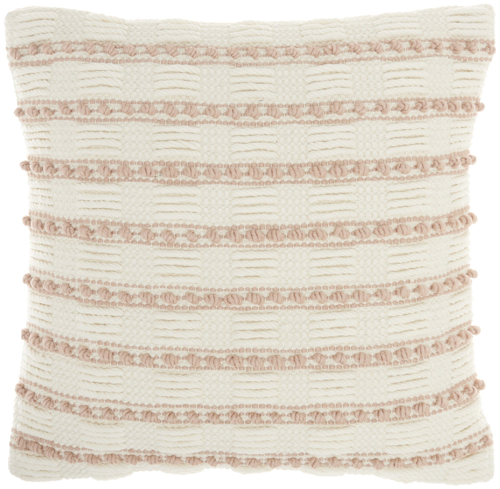 Blush And Ivory Textured Stripes Throw Pillow - 99fab 
