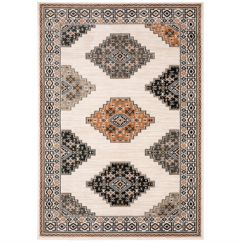 10’ X 13’ Abstract Ivory And Gray Geometric Indoor Area Rug - 99fab 