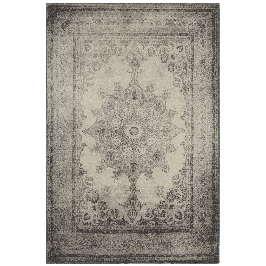 12' X 15' Gray And Ivory Dhurrie Area Rug