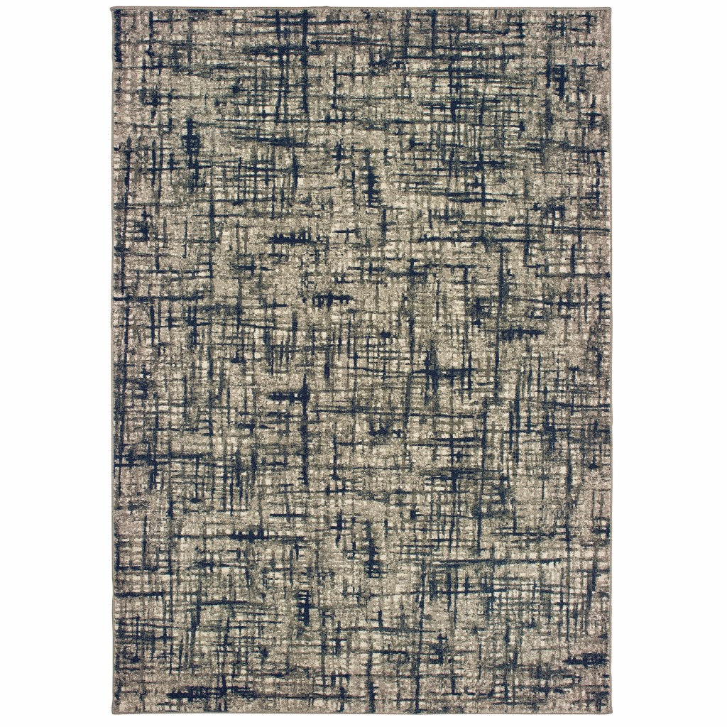 8’X11’ Gray And Navy Abstract Area Rug - 99fab 