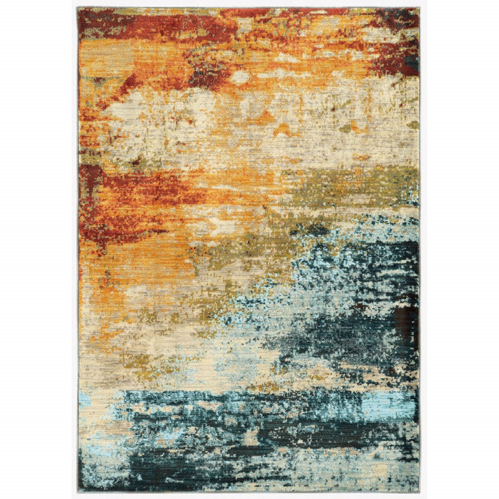5’X8’ Blue And Red Distressed Area Rug - 99fab 