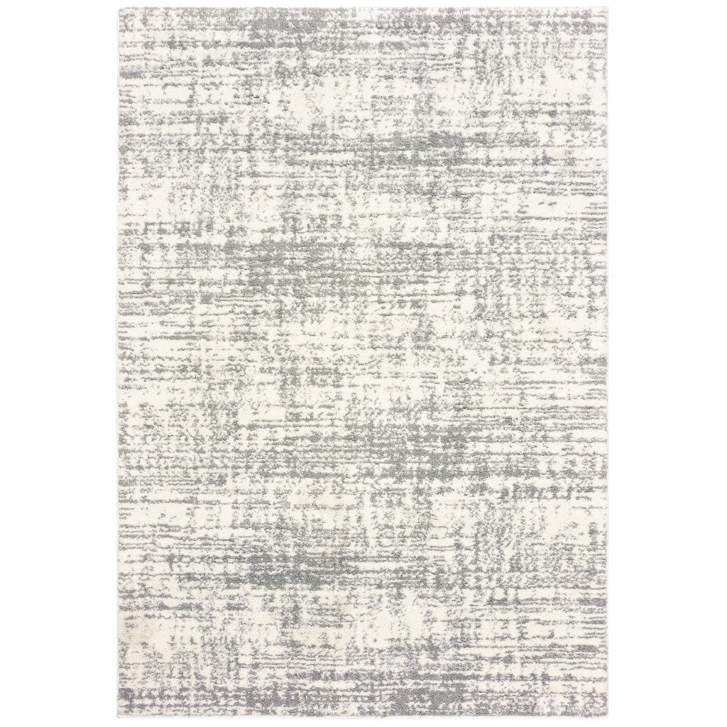 4’X6’ Ivory And Gray Abstract Strokes Area Rug - 99fab 
