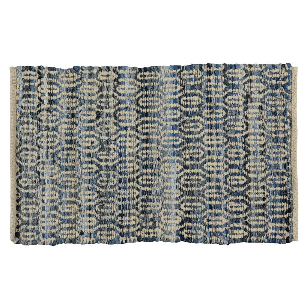 2' X 3' Blue And Gray Ogee Scatter Rug - 99fab 